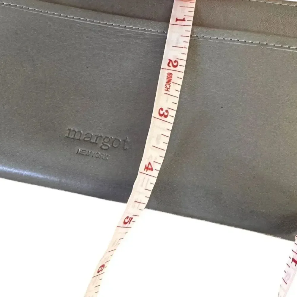 Margot New York Gabby Leather Ziparound Wallet Wristlet Grey